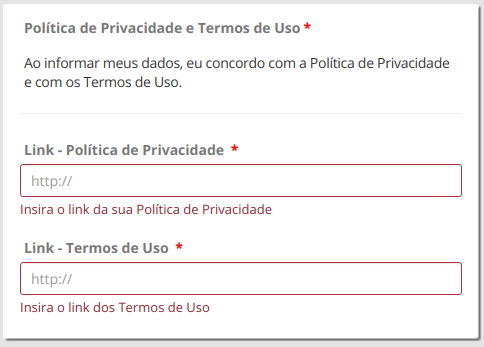 Campo proteção de dados LGPD